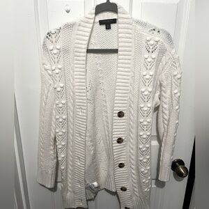 Anne Taylor Cream Cable Knit Cardigan